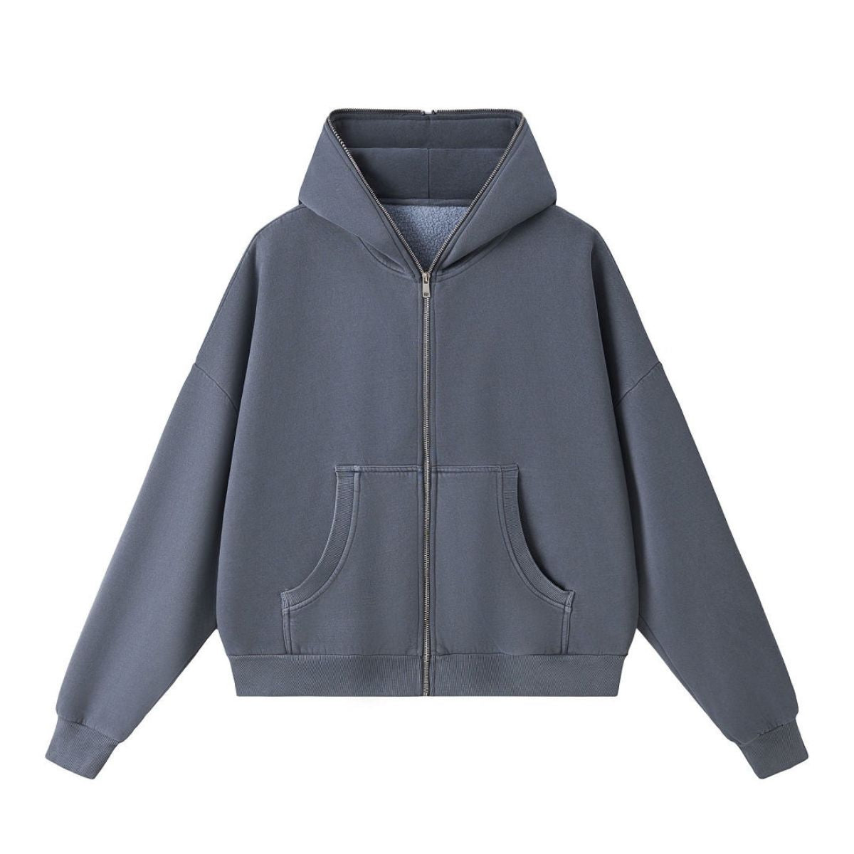 Vintage Washed Boxy Full Zip Hoodie Jacket