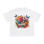Granny Blossom & Skull Graphic Tee-INNBLAC Fashion Apparel