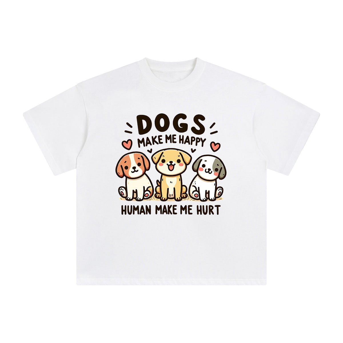 Dogs Make Me Happy Graphic Tee-INNBLAC Fashion Apparel