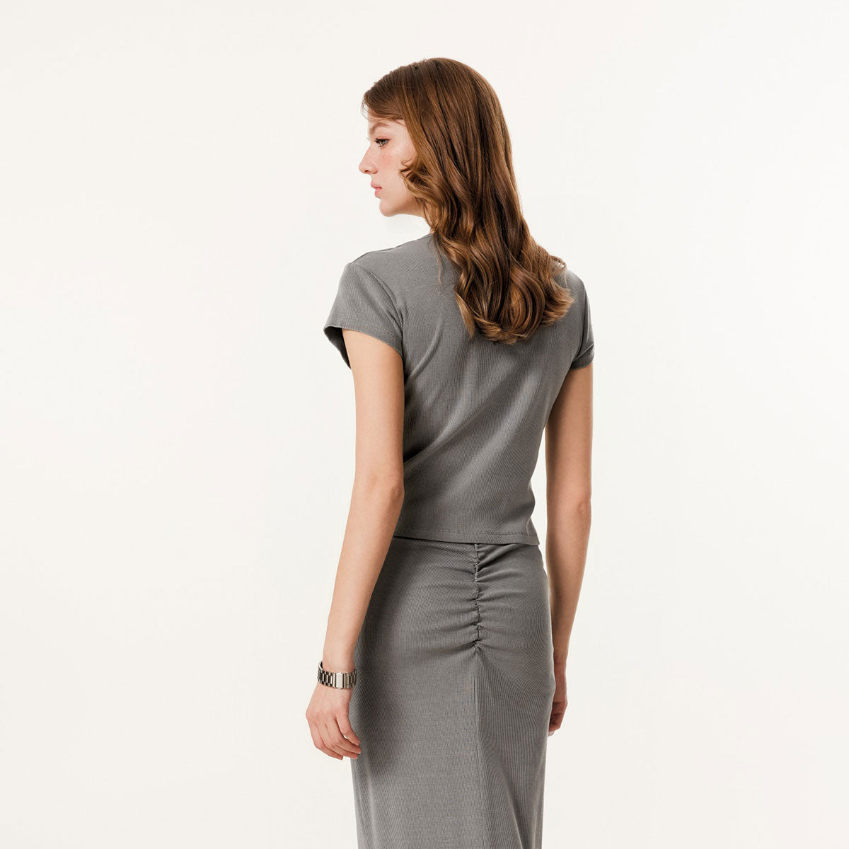 Camiseta Henley de canalé de manga corta de 8 oz