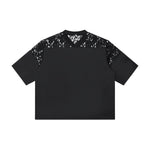 Openwork Lace-Stitching V-Neck Boxy Tee