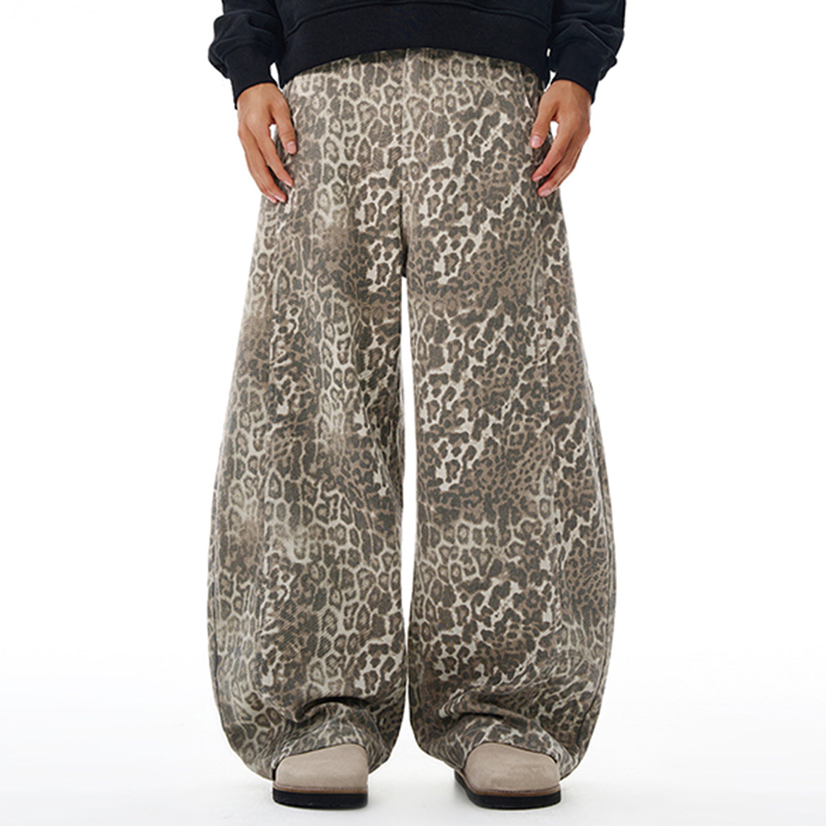 Leopard Print High Waist Wide Leg Pants