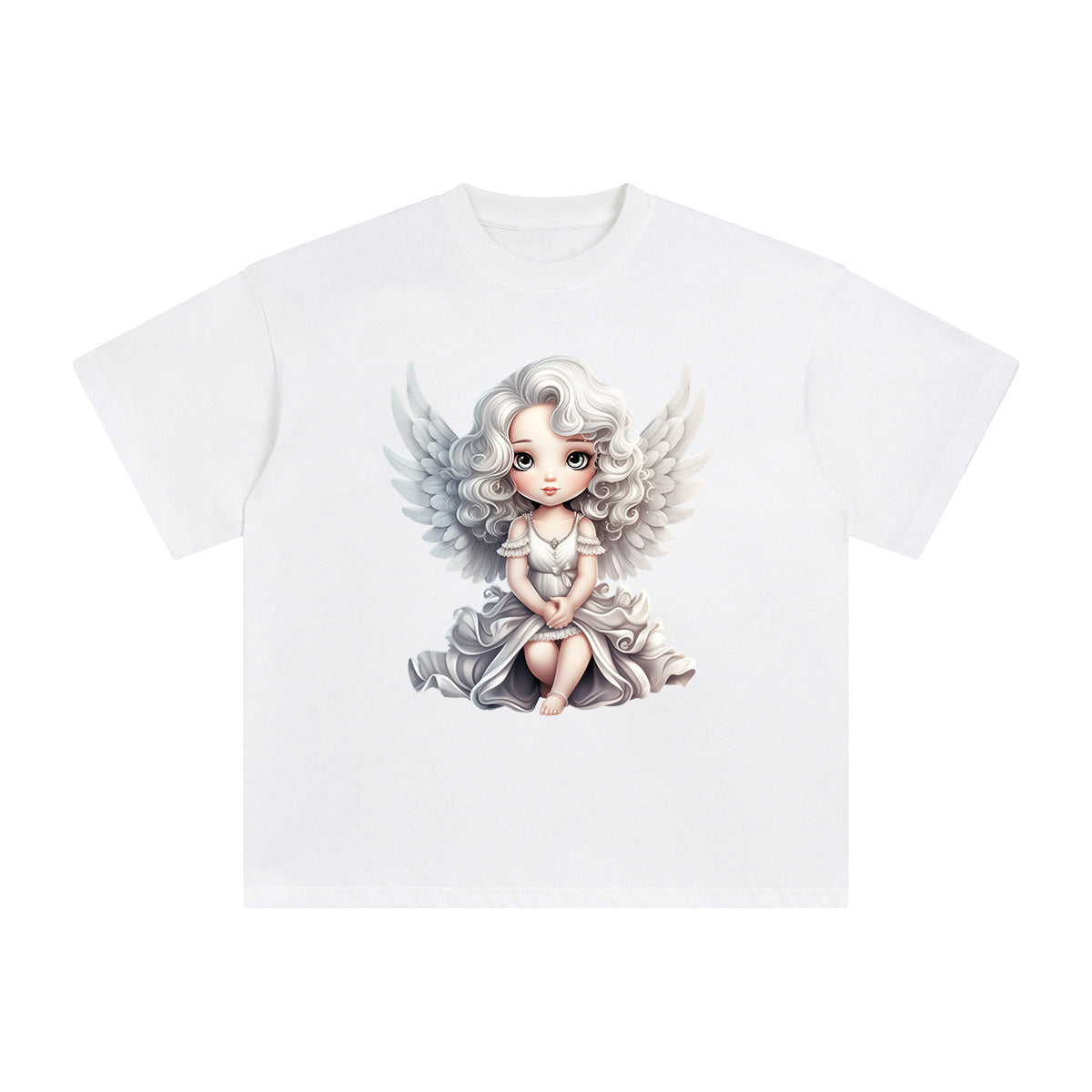 Silver Christmas Angel Graphic Tee-INNBLAC Fashion Apparel
