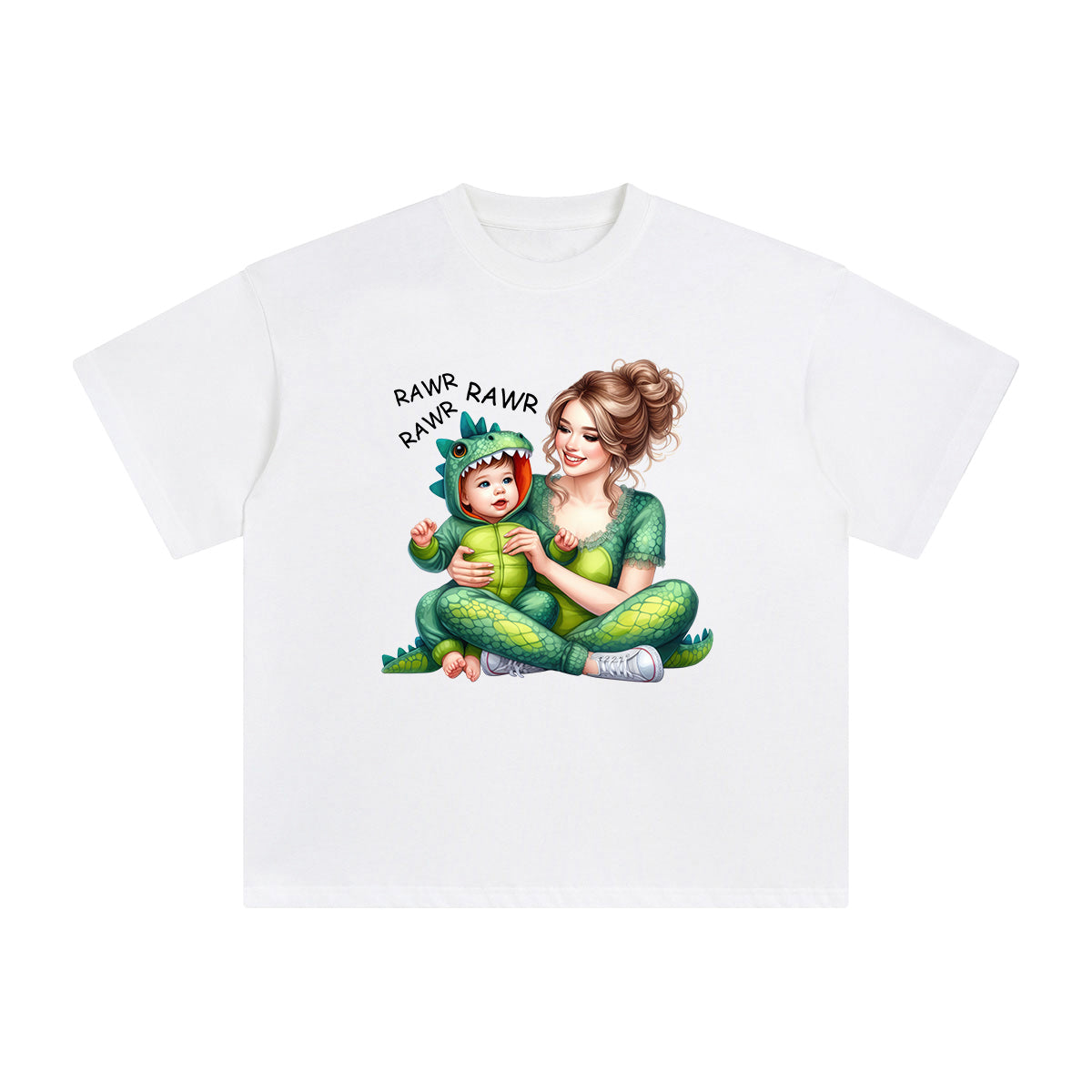 Dinosaur Mother & Baby Graphic Tee-INNBLAC Fashion Apparel