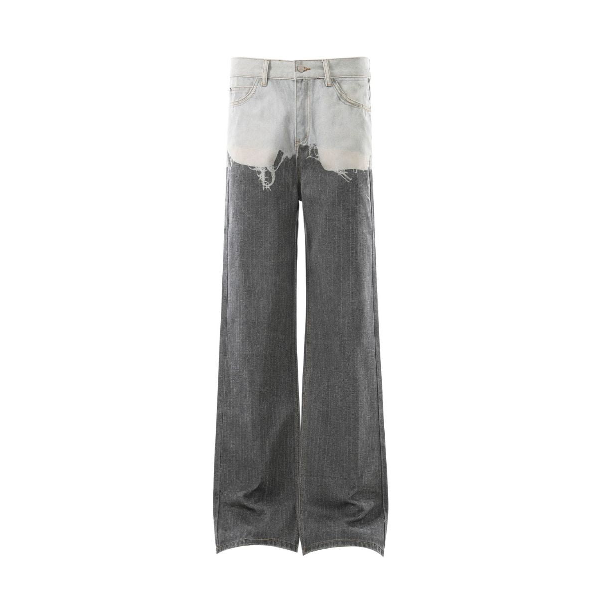 Streetwear Deconstructed Panel Stripe Flare Jeans