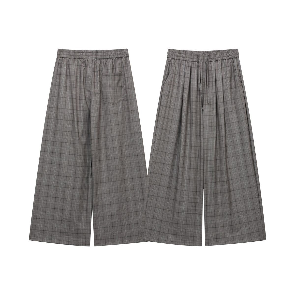 Vintage Plaid Wide Leg Drape Trousers