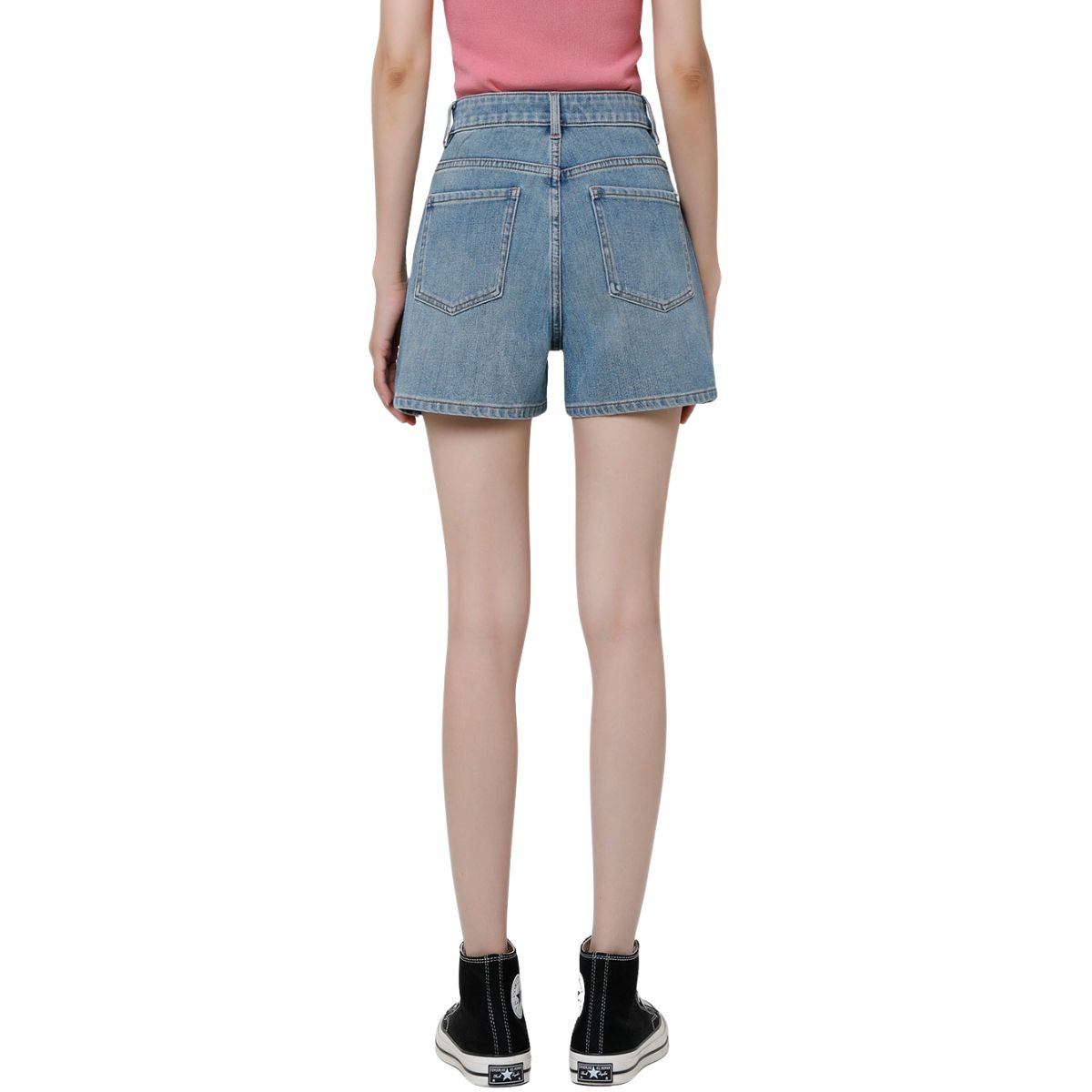 High-Rise Whisker Denim Shorts