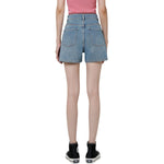 High-Rise Whisker Denim Shorts