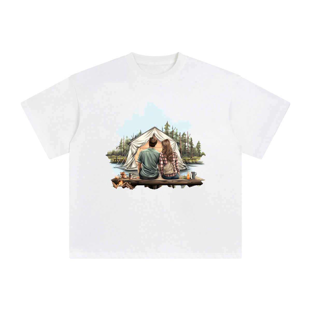 Couple Camping Graphic Tee-INNBLAC Fashion Apparel