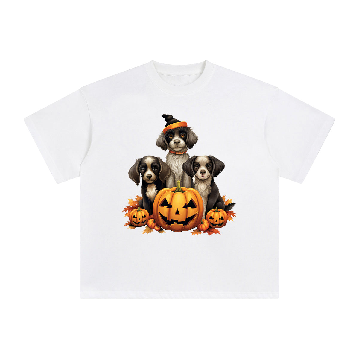 Dogs & Pumpkin Graphic Tee-INNBLAC Fashion Apparel