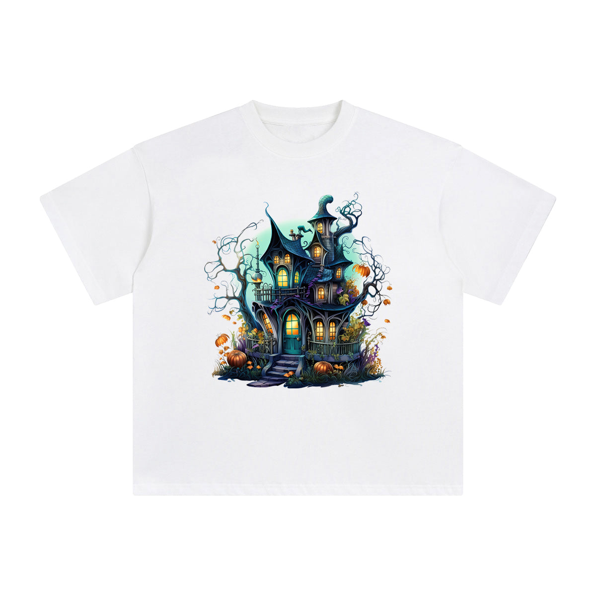 Fairy Halloween Witch House Graphic Tee-INNBLAC Fashion Apparel