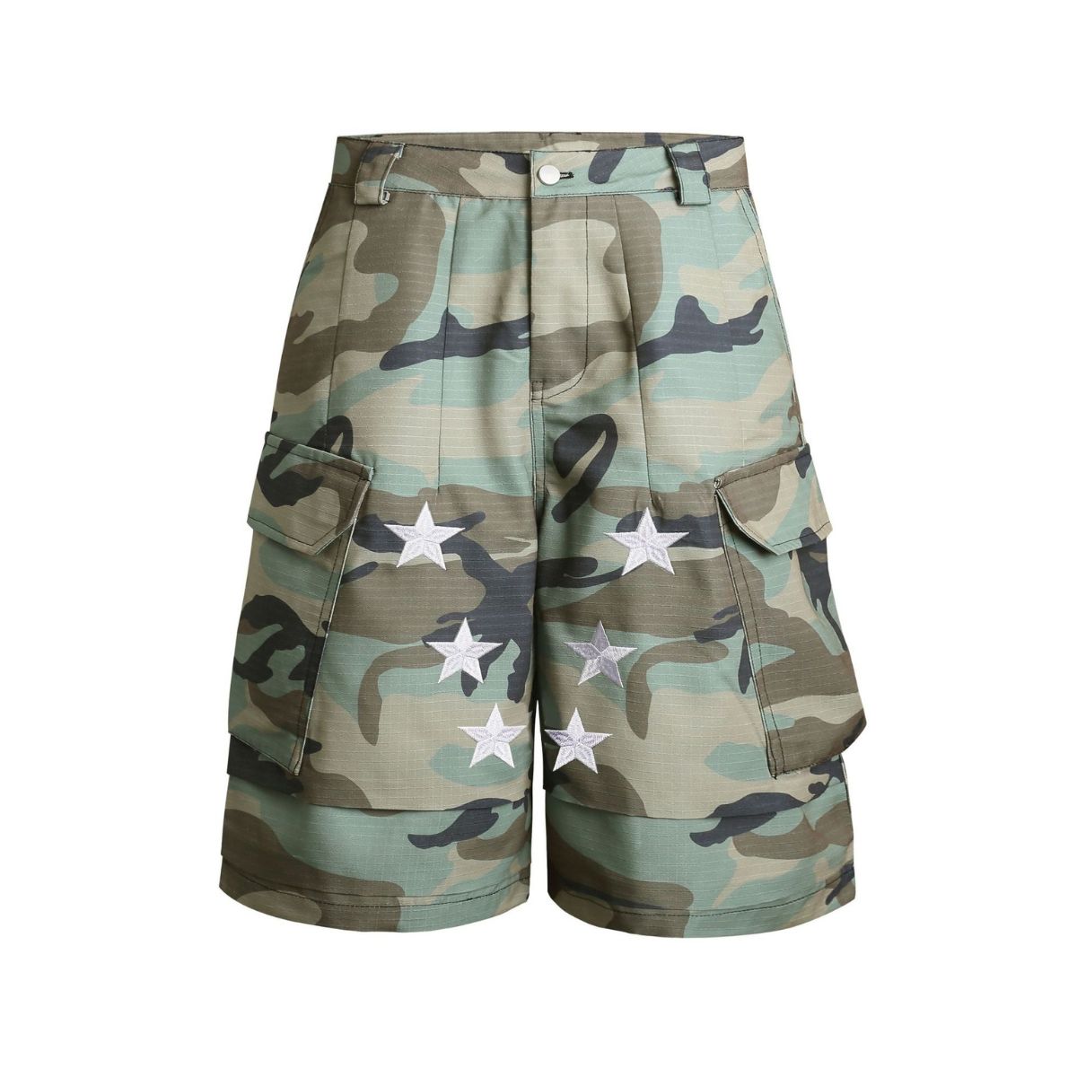 Vintage Camo Star Embroidered Cargo Shorts
