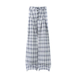 Vintage Plaid Pleated Wide Leg Trousers