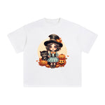 Halloween Baby Girl And Cat Graphic Tee-INNBLAC Fashion Apparel