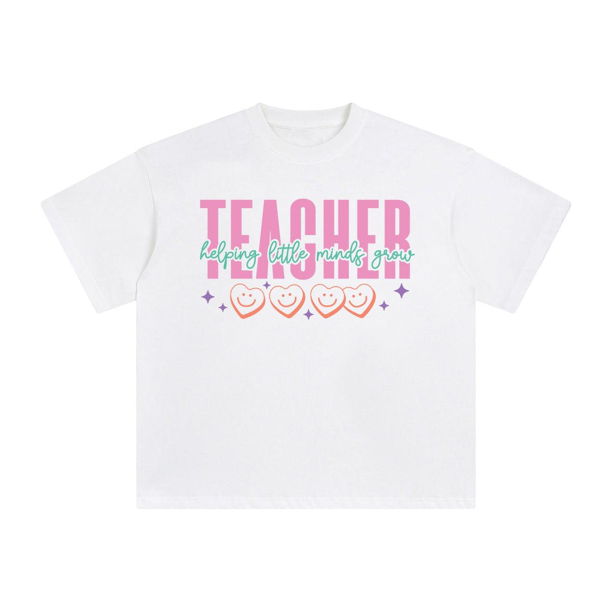 Teacher Helping Little Minds Grow Graphic Tee-INNBLAC Fashion Apparel
