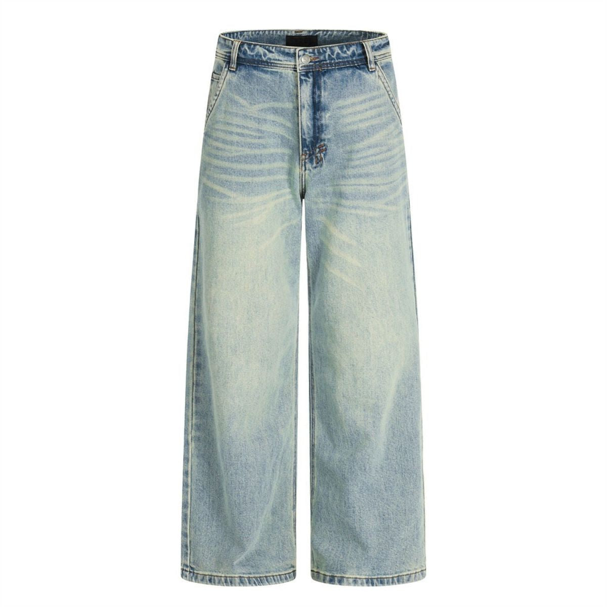 Men's Heavy-Washed Punk Loose Wide-Leg Straight Jeans