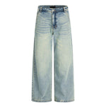 Men's Heavy-Washed Punk Loose Wide-Leg Straight Jeans