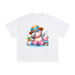 Hippo In Pool Party Graphic Tee-INNBLAC Fashion Apparel