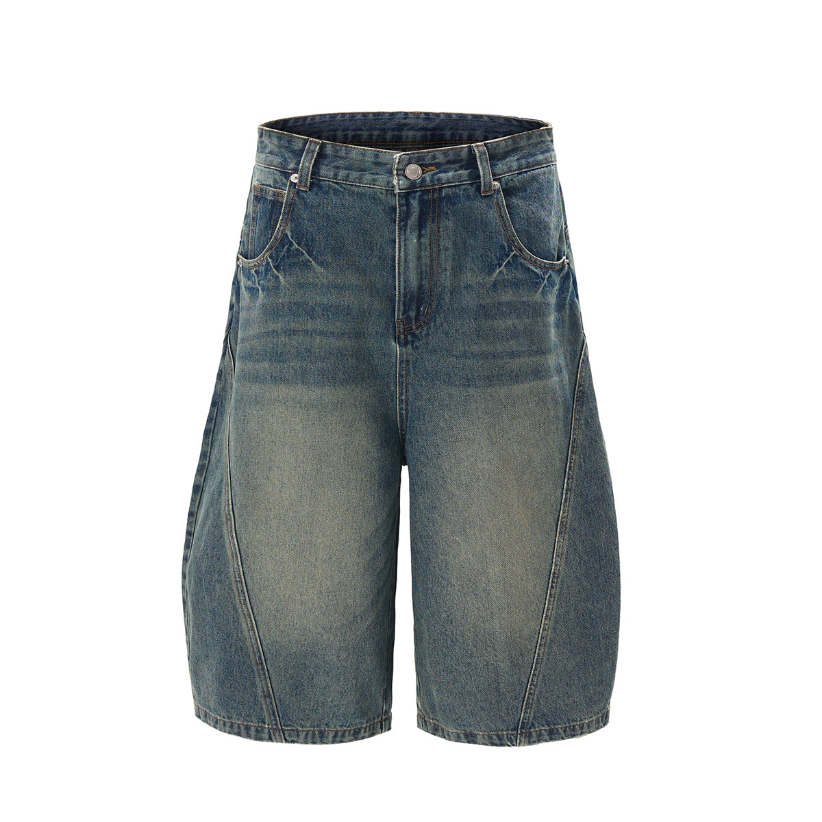 Barrel Fit Bermuda Washed Denim Shorts