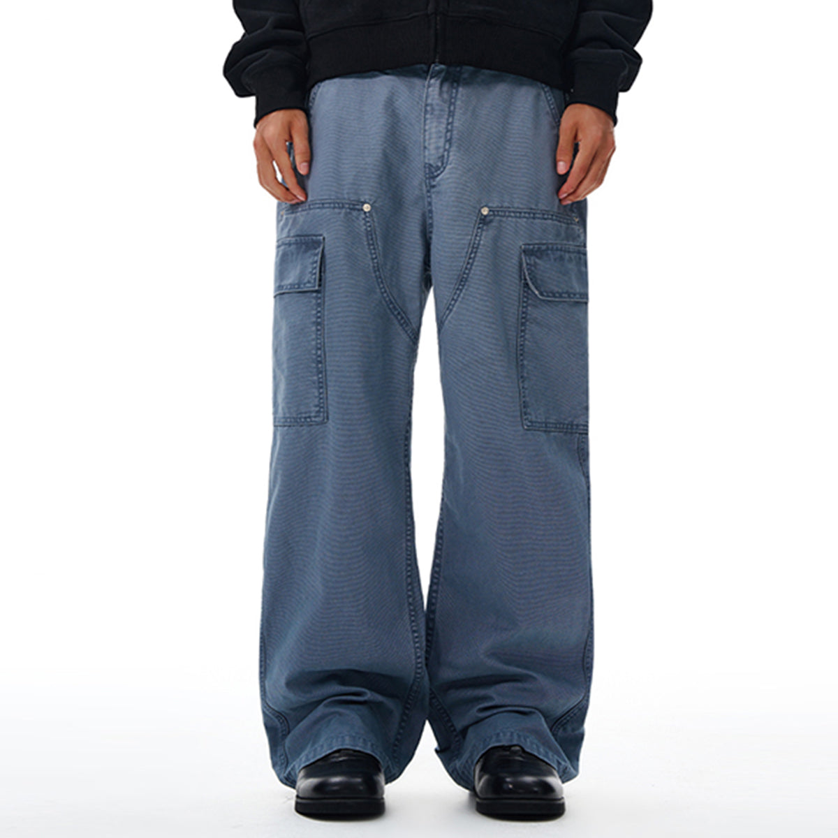 Wide Leg Cargo Pants Elastic Waistband Multi Pocket