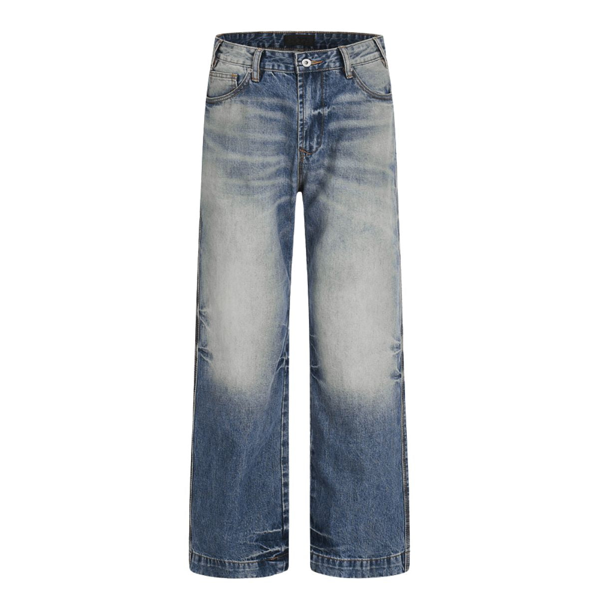 Men's Punk Washed Loose Straight Denim Pants Vintage Casual