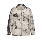 Men's Spring Autumn Tie-Dye Loose Casual Lapel Denim Jacket