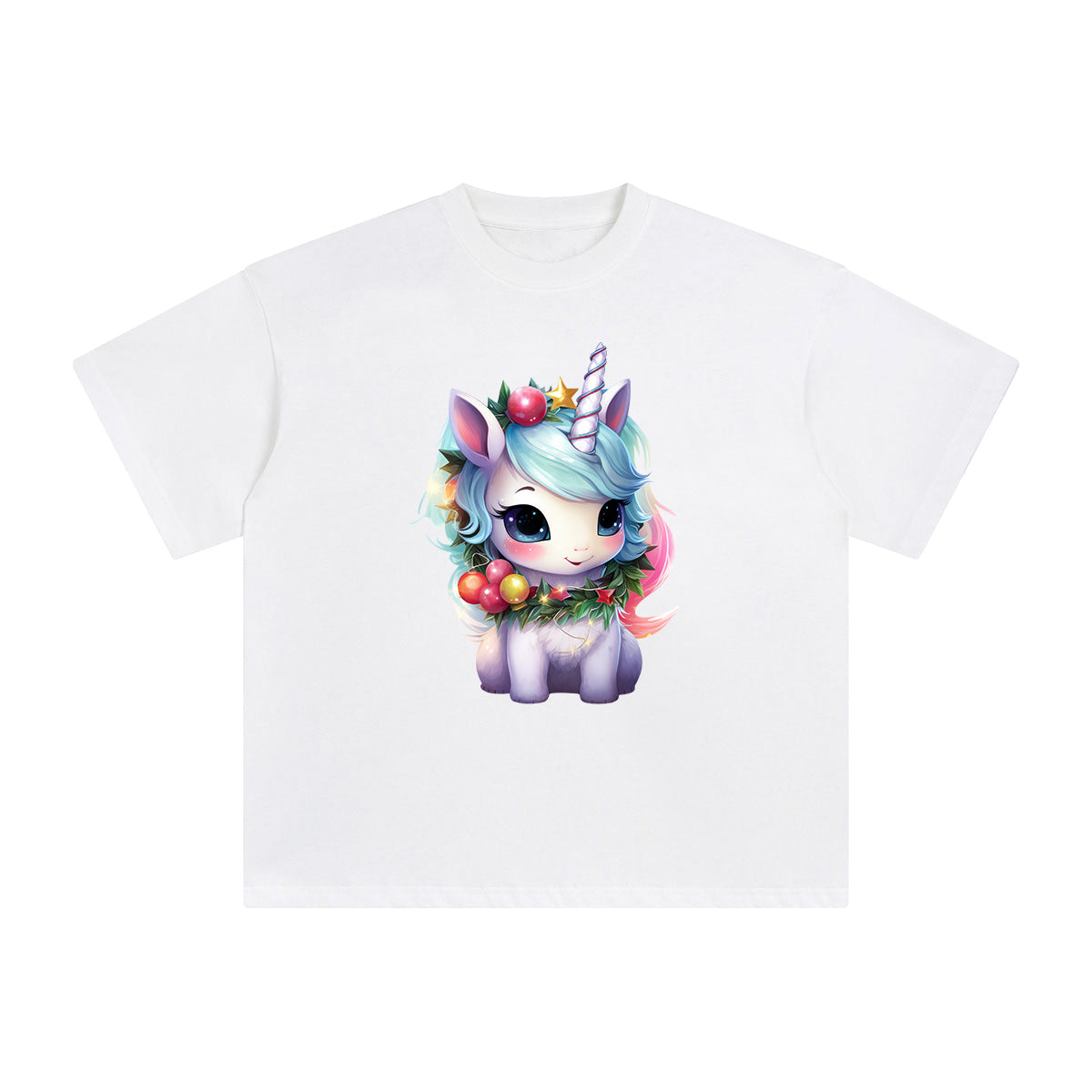 Pastel Christmas Baby Unicorn Graphic Tee-INNBLAC Fashion Apparel