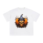 Halloween Pumpkin Skull Graphic Tee-INNBLAC Fashion Apparel