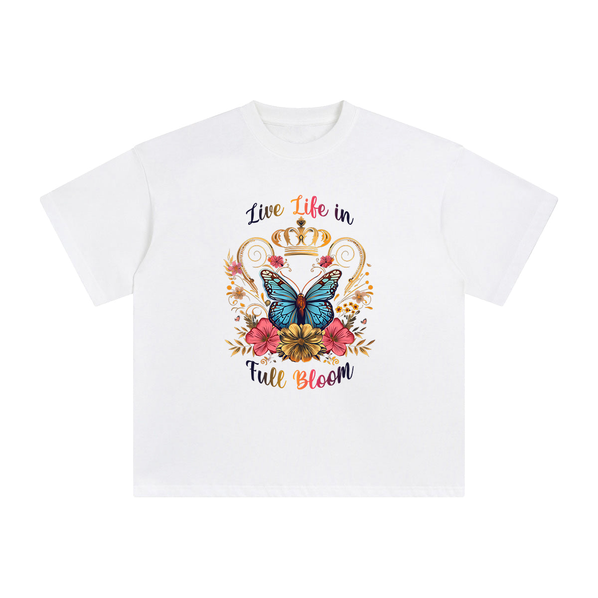 Live Life In Full Bloom Graphic Tee-INNBLAC Fashion Apparel