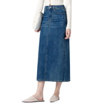 High-Rise Straight Denim Midi Skirt