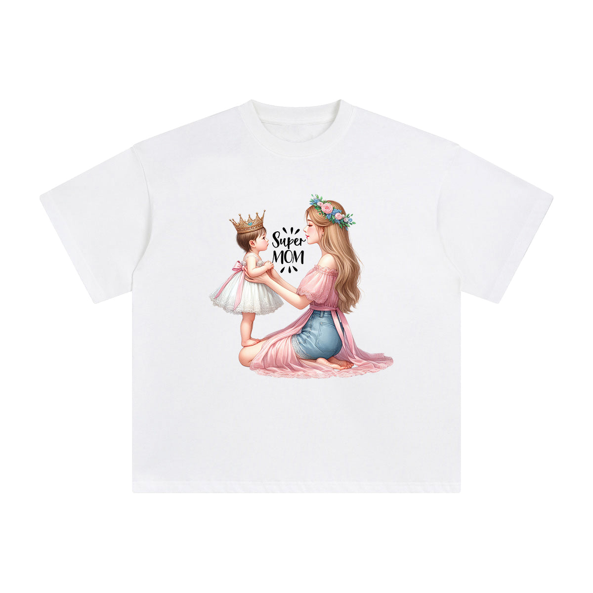 Super Mom & Baby Graphic Tee-INNBLAC Fashion Apparel