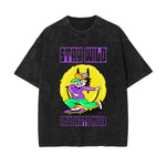Stay Wild Graffiti Cartoon Graphic Washed Tee-INNBLAC Fashion Apparel