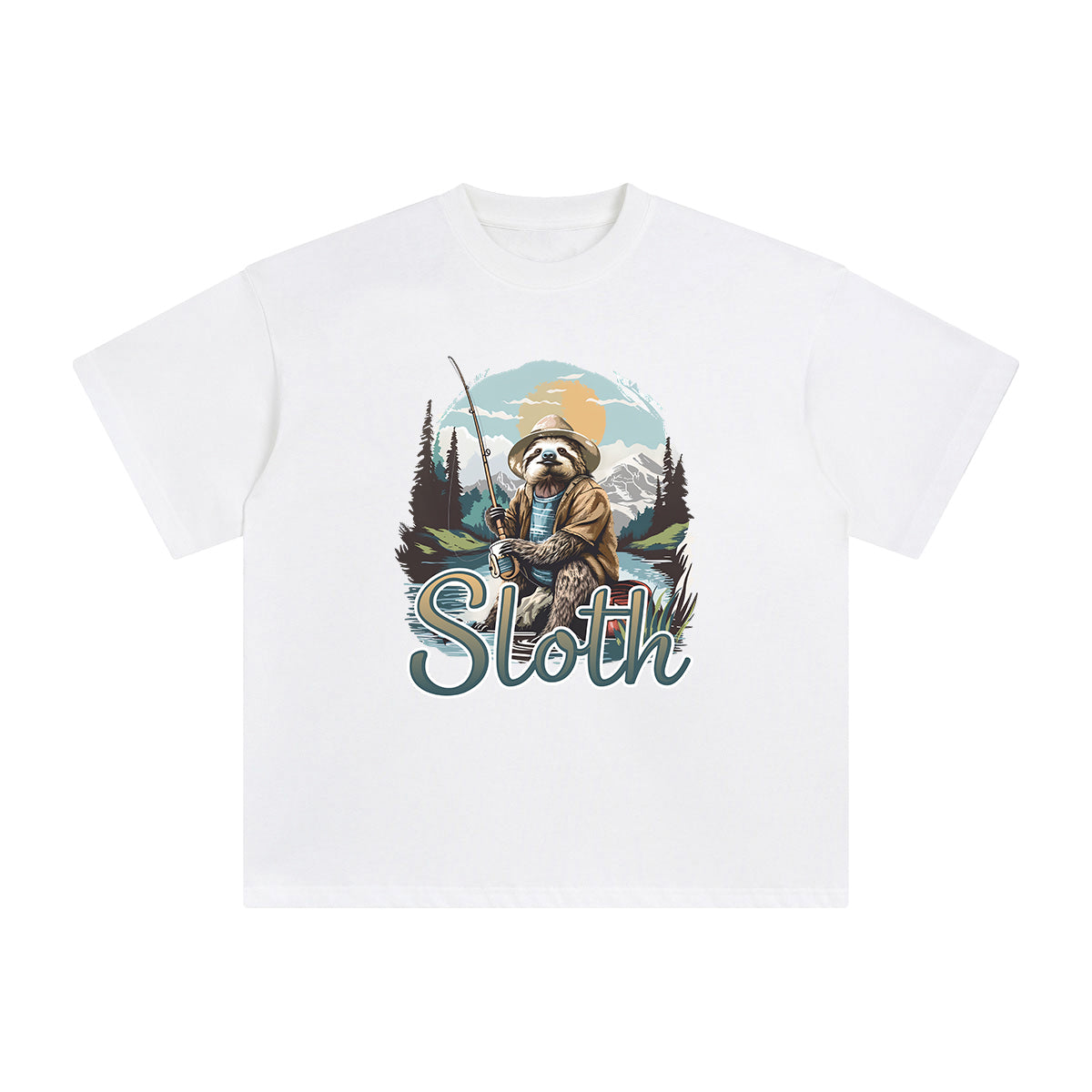 Sloth Fishing Graphic Tee-INNBLAC Fashion Apparel