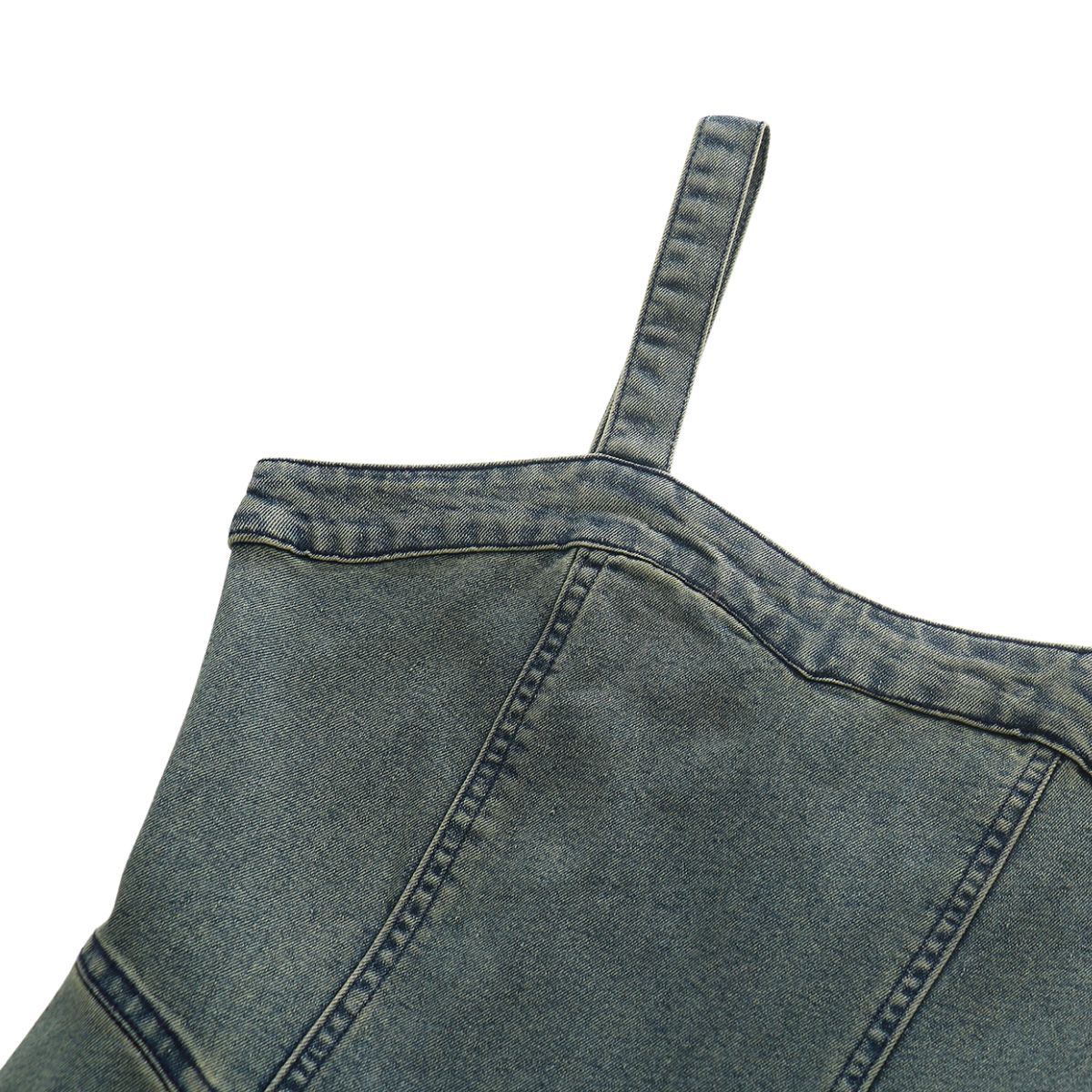 Vintage Wash Strappy Denim Maxi Dress