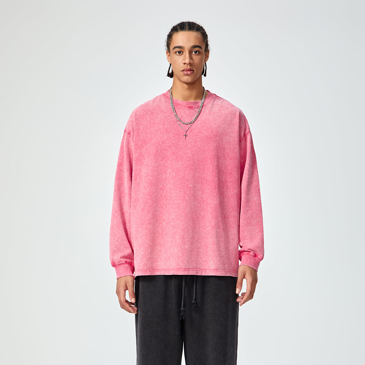 Crew Neck Acid Wash Sweatshirt