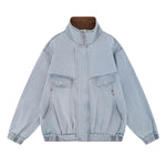 Unisex Retro Street Washed Patchwork Denim Jacket