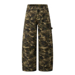 Camouflage Curved‑Blade Cargo Pants