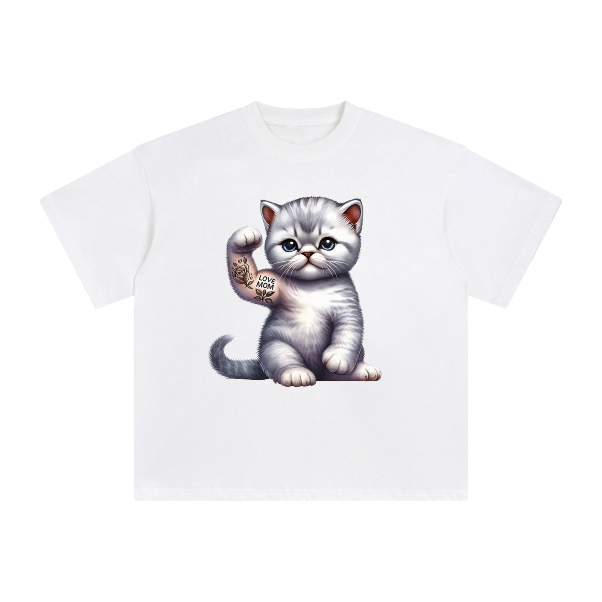 British Shorthair Flexes Muscles Graphic Tee-INNBLAC Fashion Apparel