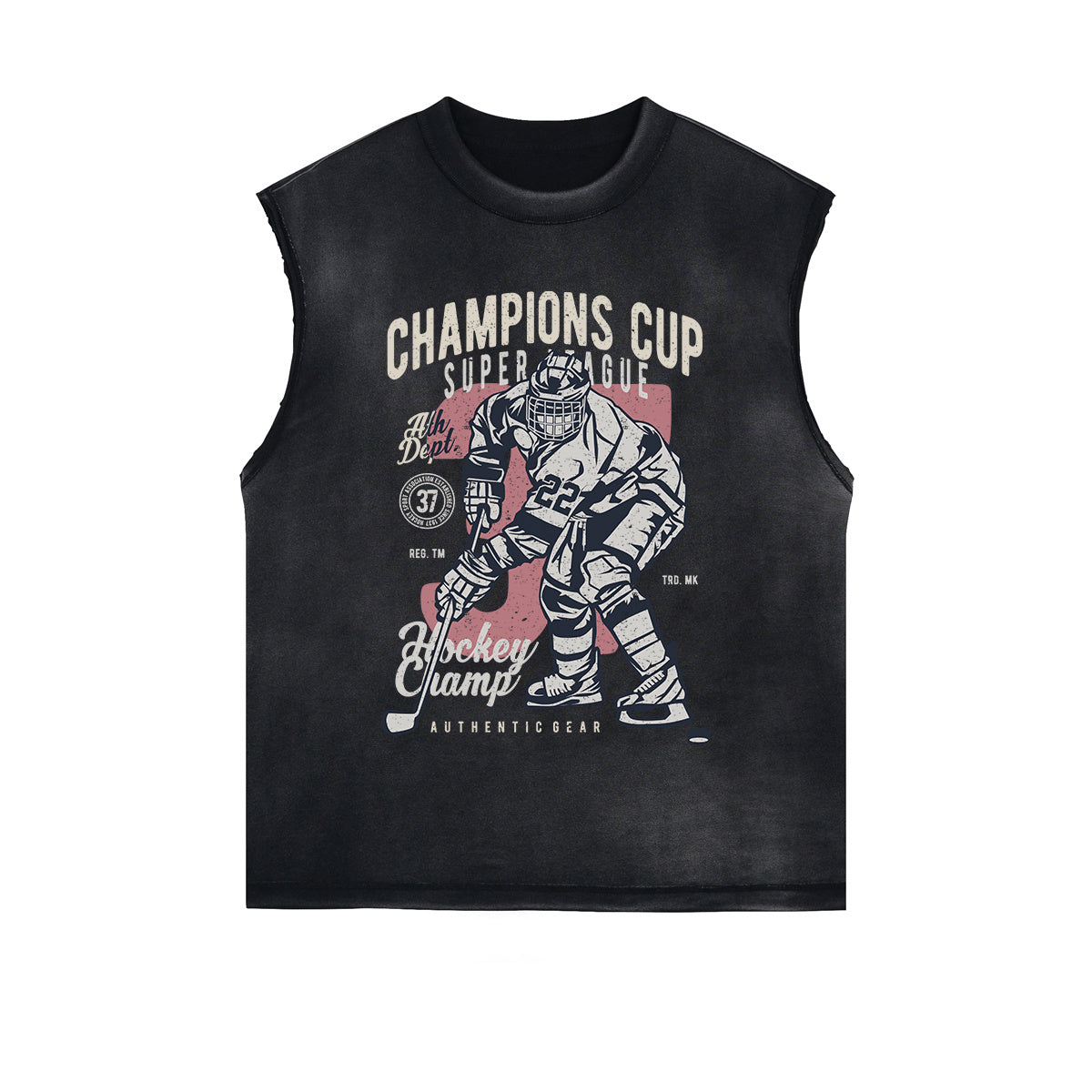 Champions Cup Hockey Graphic Sleeveless Faded Tee-INNBLAC Fashion Apparel