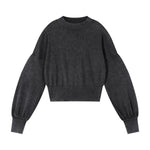 Vintage Snow Wash Cropped Cotton Knit Sweater