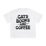 Cats Books And Coffee Graphic Tee-INNBLAC Fashion Apparel