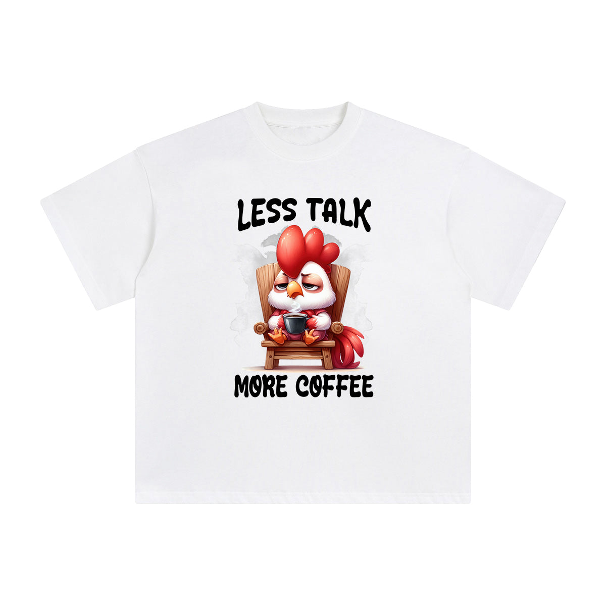 Chicken Drinking Coffee Graphic Tee-INNBLAC Fashion Apparel