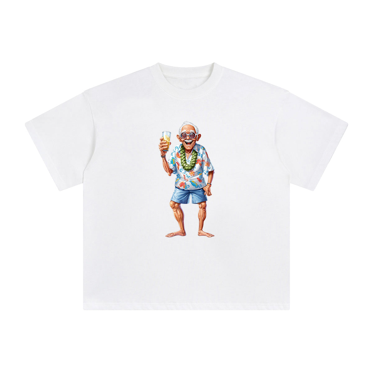 Grandpa Drinking Beer Graphic Tee-INNBLAC Fashion Apparel
