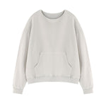 Loose Crew Neck Raw Edge Washed Sweatshirt