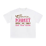 Flower Market Open Daily Seeds Stems Blooms Graphic Tee-INNBLAC Fashion Apparel