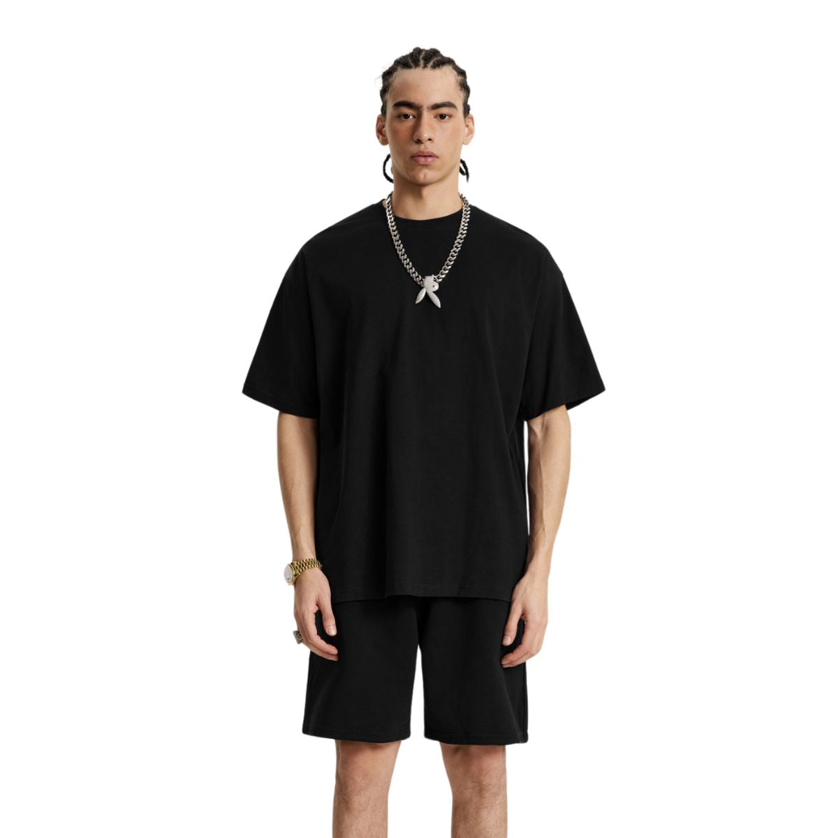 Camiseta básica de manga corta preencogida de 7 oz