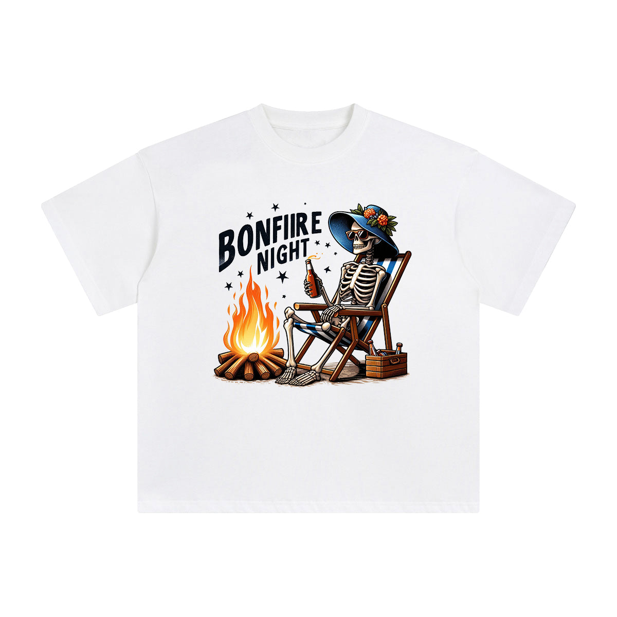 Bonfire Night Skeleton Graphic Tee-INNBLAC Fashion Apparel