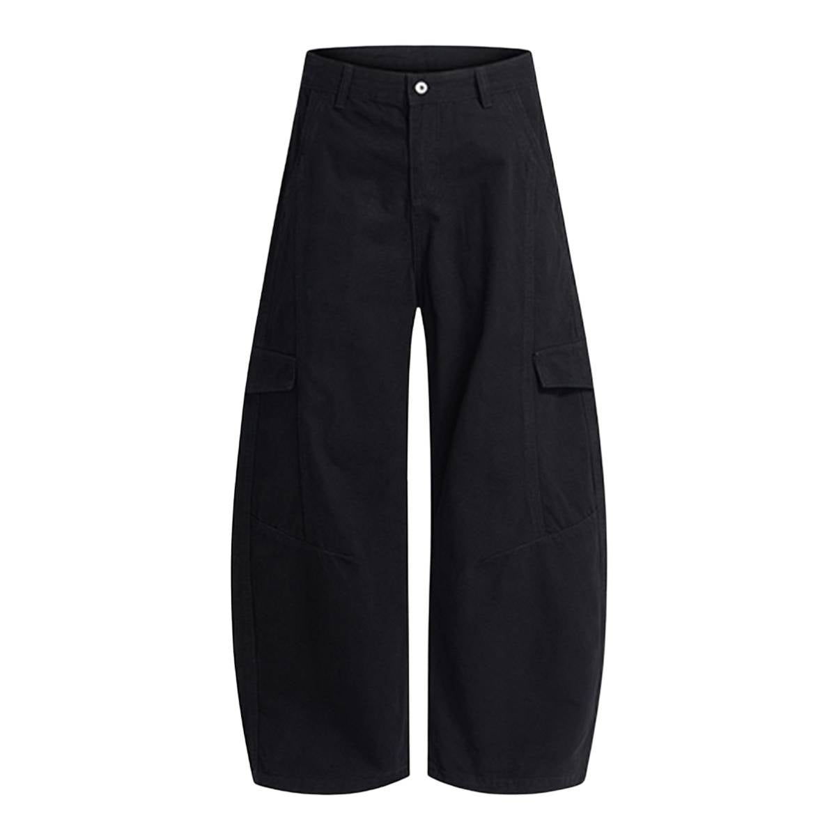 Pantalones de algodón con pierna ancha y color liso