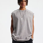 Raw Edge Patchwork Muscle Tank 8.25oz