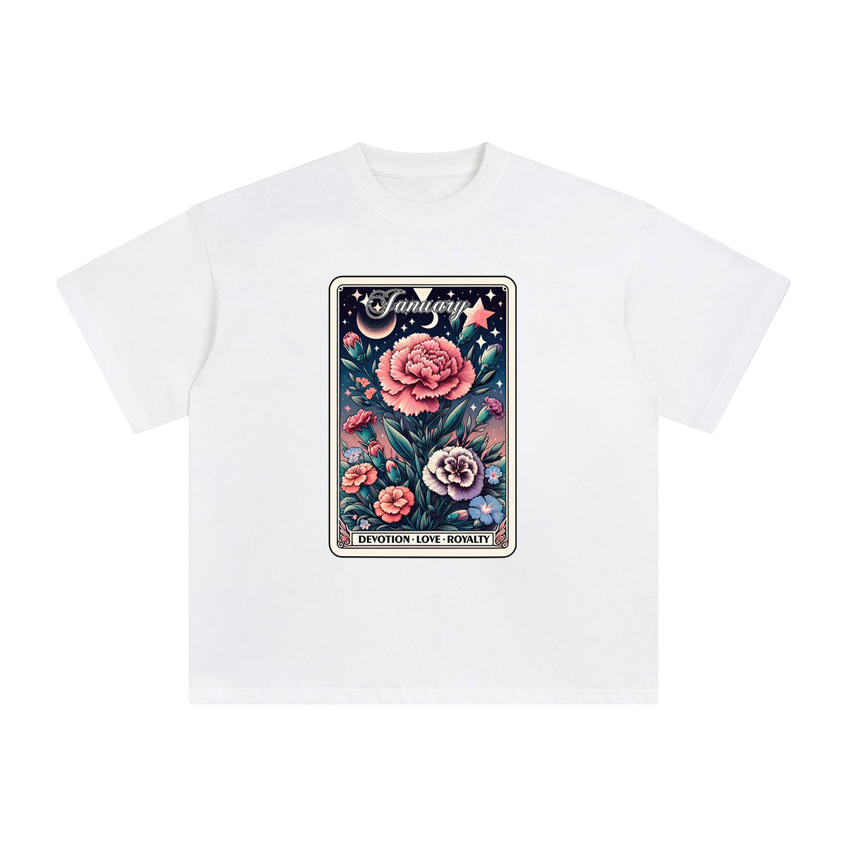 January Carnation Card Graphic Tee-INNBLAC Fashion Apparel